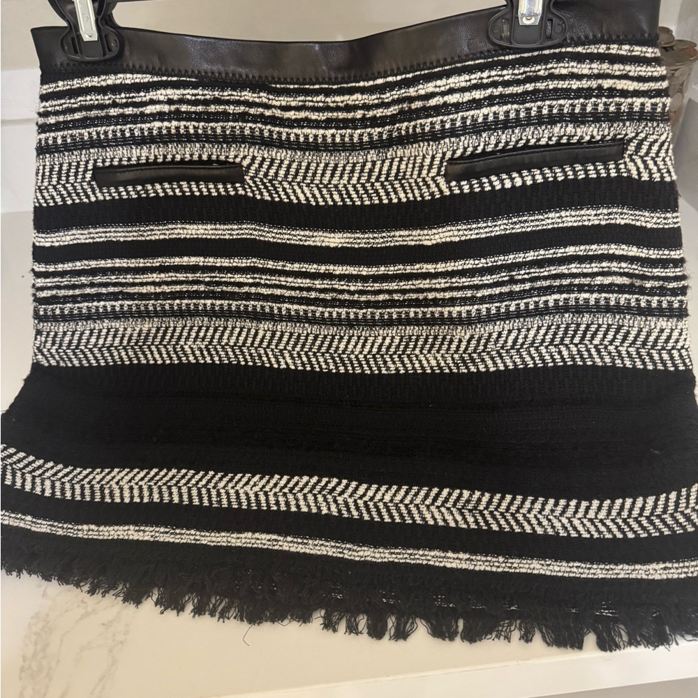 Rebecca Taylor Black and Cream Textured Mini Skirt